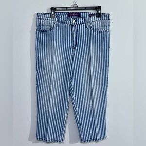 Gloria Vanderbilt Womens Blue/White Rail Straight Leg Jeans Pant Size 12